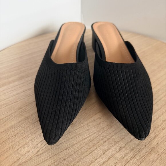 TIJN Black Knit Pointed Toe Mules – Size 8 - Picture 2 of 8